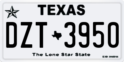TX license plate DZT3950