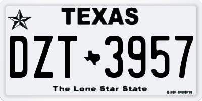 TX license plate DZT3957
