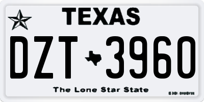 TX license plate DZT3960