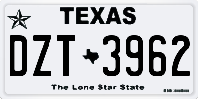 TX license plate DZT3962