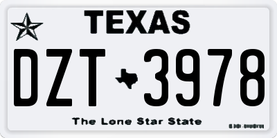 TX license plate DZT3978