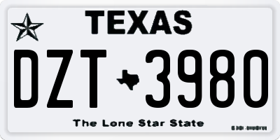 TX license plate DZT3980