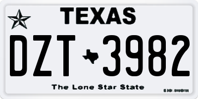 TX license plate DZT3982