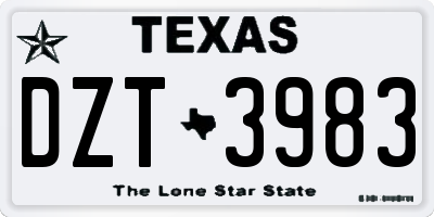 TX license plate DZT3983