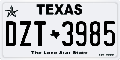 TX license plate DZT3985