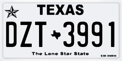 TX license plate DZT3991