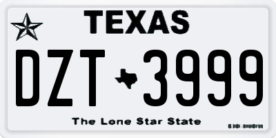 TX license plate DZT3999