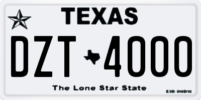 TX license plate DZT4000