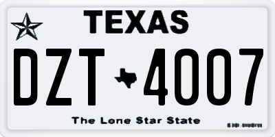 TX license plate DZT4007