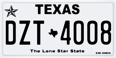 TX license plate DZT4008