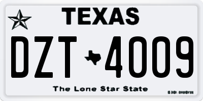 TX license plate DZT4009