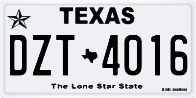 TX license plate DZT4016
