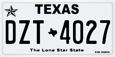 TX license plate DZT4027