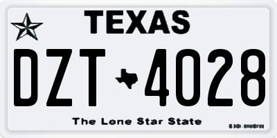 TX license plate DZT4028