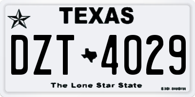 TX license plate DZT4029