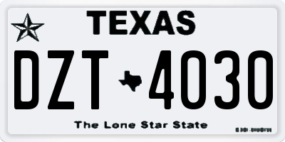 TX license plate DZT4030
