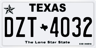 TX license plate DZT4032