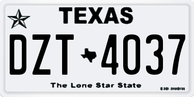 TX license plate DZT4037