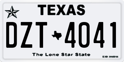 TX license plate DZT4041
