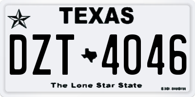 TX license plate DZT4046