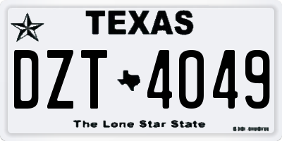 TX license plate DZT4049