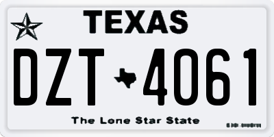 TX license plate DZT4061