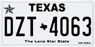 TX license plate DZT4063