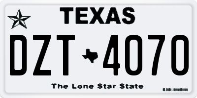 TX license plate DZT4070