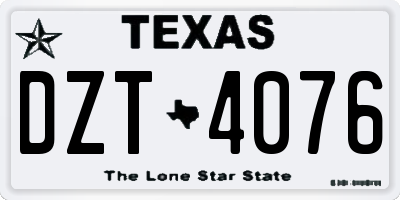 TX license plate DZT4076