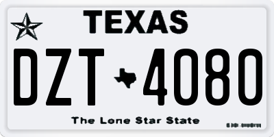 TX license plate DZT4080
