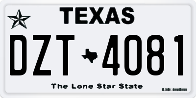 TX license plate DZT4081
