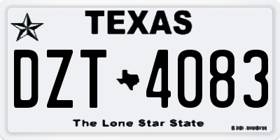 TX license plate DZT4083