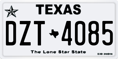 TX license plate DZT4085