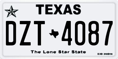 TX license plate DZT4087