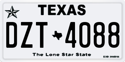 TX license plate DZT4088