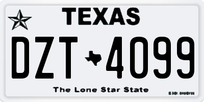 TX license plate DZT4099