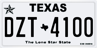 TX license plate DZT4100