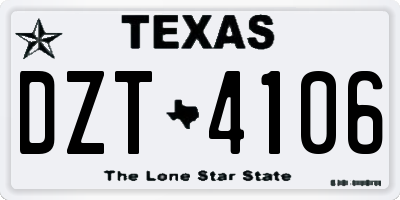 TX license plate DZT4106
