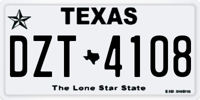 TX license plate DZT4108