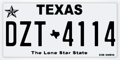 TX license plate DZT4114