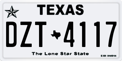 TX license plate DZT4117
