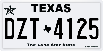 TX license plate DZT4125
