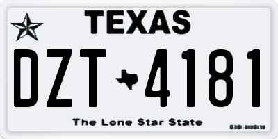 TX license plate DZT4181