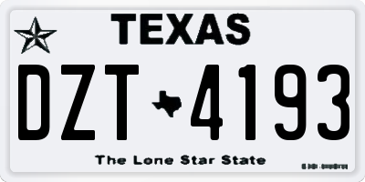 TX license plate DZT4193
