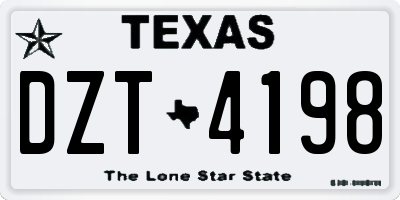 TX license plate DZT4198