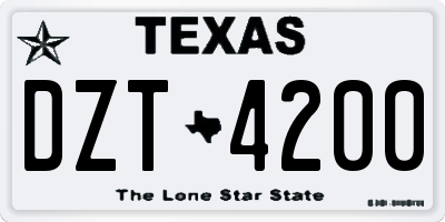 TX license plate DZT4200