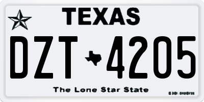 TX license plate DZT4205