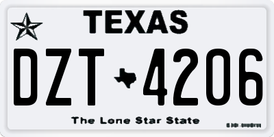 TX license plate DZT4206