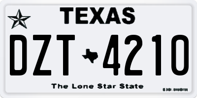 TX license plate DZT4210