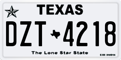 TX license plate DZT4218